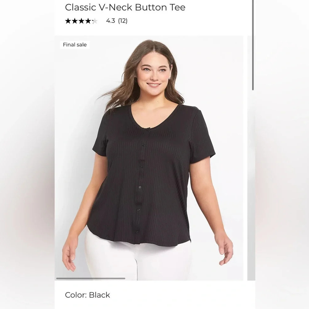 Lane Bryant Classic V-Neck Button Tee